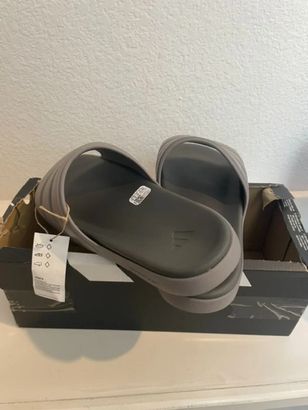 Adidas ZNSORY Slides in the Taupe/Grey colorway.